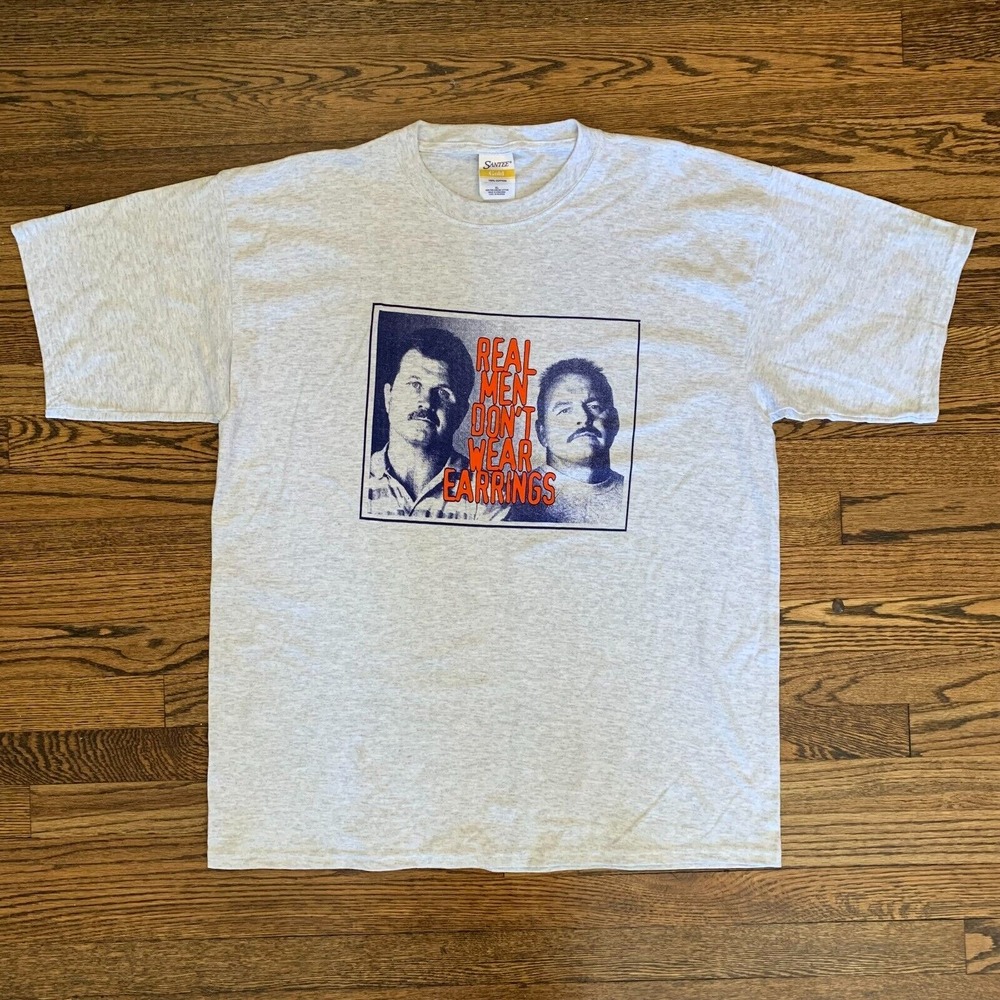 Vtg Mike Ditka And Dick Butkus T Shirt Tee Size XL Real Men Don't Wear Earrings